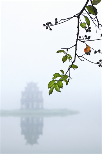 La tour de la Tortue joue à cache-cache avec le brouillard. 