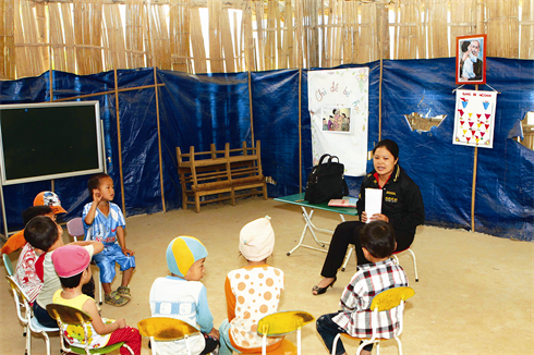 Une crèche de l’école de Sam Kha, commune de Kim Cuc, district de Bao Lac.    