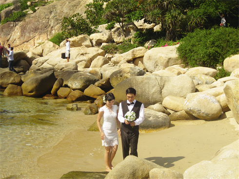 Un jeune couple à Hon Chông.